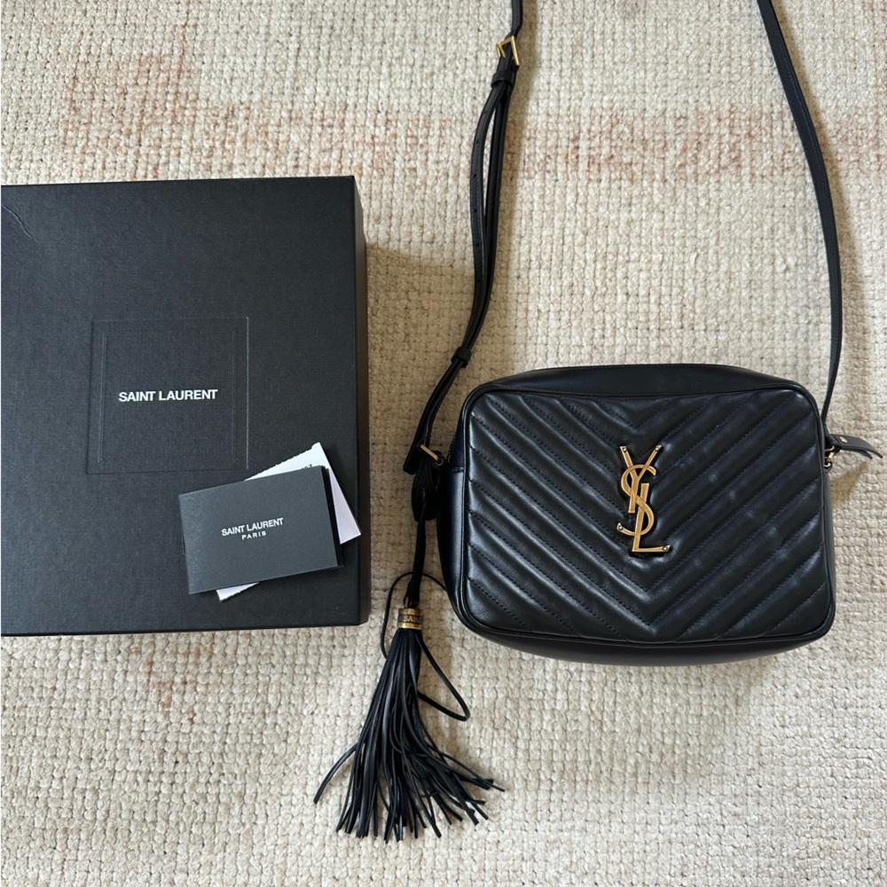 Yves Saint Laurent Black Quilted Lou Camera Crossbody with Gold Accents - Picture 3 of 6